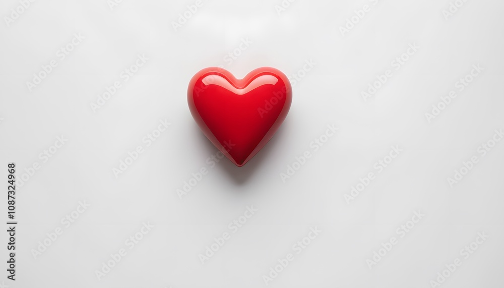 Minimalistic Red Heart on White Background - Love Concept
