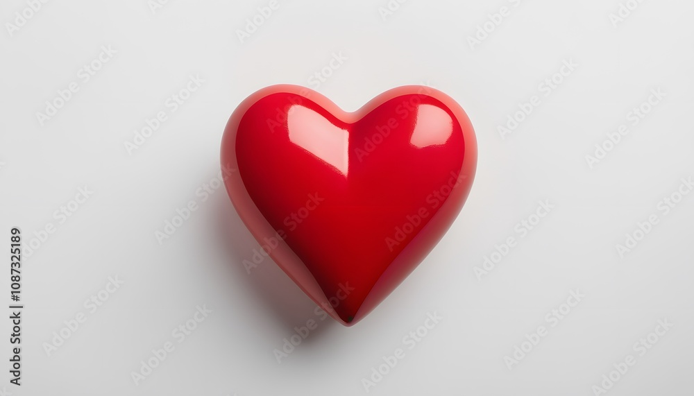 Shiny Red Heart Symbol Isolated on Clean White Surface Shiny Red Heart Symbol Isolated on Clean White Surface