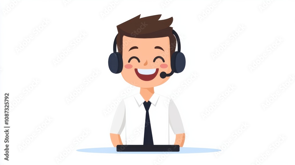 A cheerful customer service representative wearing a headset, ready to assist clients with a friendly smile. A cheerful customer service representative wearing a headset, ready to assist clients with a friendly smile.