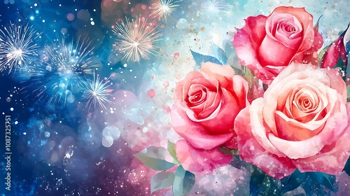 Watercolor flowers for design card, postcard, textile, flyer