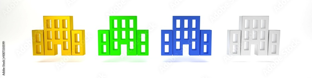 Colorful House icon isolated on white background. Home symbol. Minimalism concept. 3D render illustration