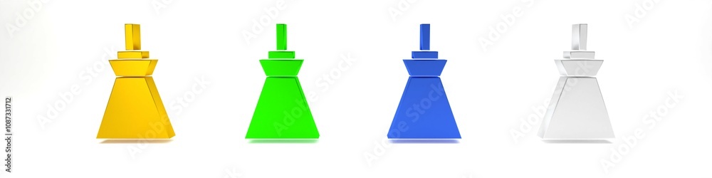 Colorful Lamp hanging icon isolated on white background. Ceiling lamp light bulb. Minimalism concept. 3D render illustration Colorful Lamp hanging icon isolated on white background. Ceiling lamp light bulb. Minimalism concept. 3D render illustration