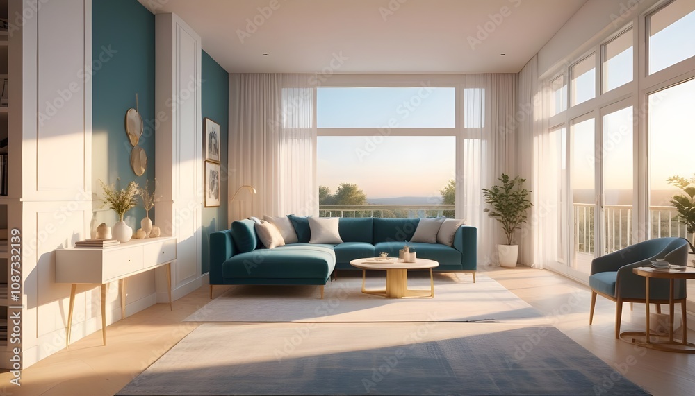 Illustration of the living room interior Illustration of the living room interior