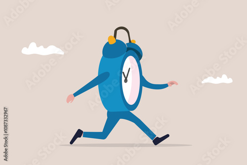 Clock Running Away. concept of organizing time, planning tasks and scheduling