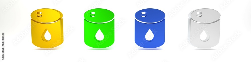Colorful Barrel oil icon isolated on white background. Minimalism concept. 3D render illustration Colorful Barrel oil icon isolated on white background. Minimalism concept. 3D render illustration