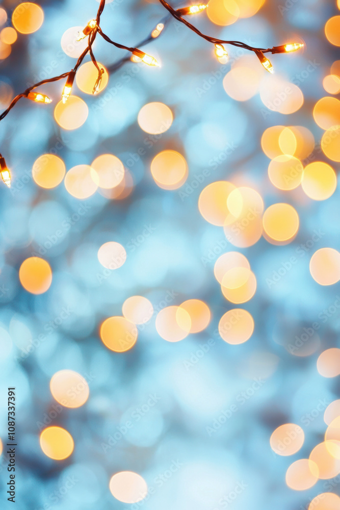 A beautiful display of warm golden lights against a soft blue background, creating a dreamy atmosphere perfect for holiday or celebration themes. A beautiful display of warm golden lights against a soft blue background, creating a dreamy atmosphere perfect for holiday or celebration themes.