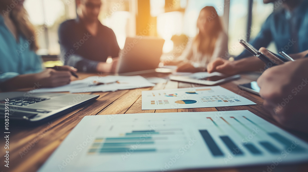 The team collaborates during a virtual meeting to analyze a growth graph and adjust business strategies. The team collaborates during a virtual meeting to analyze a growth graph and adjust business strategies.