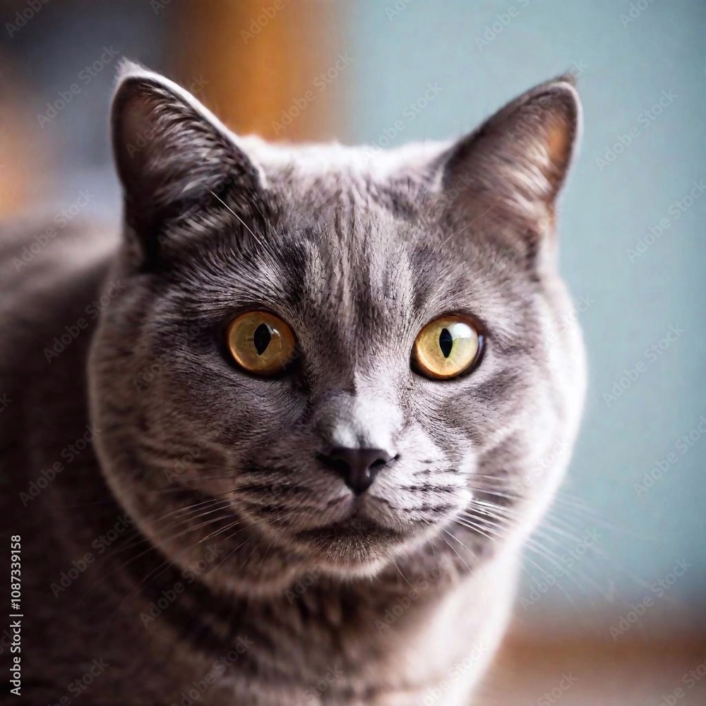 Obraz premium Extreme close up portrait British Shorthair cat at home