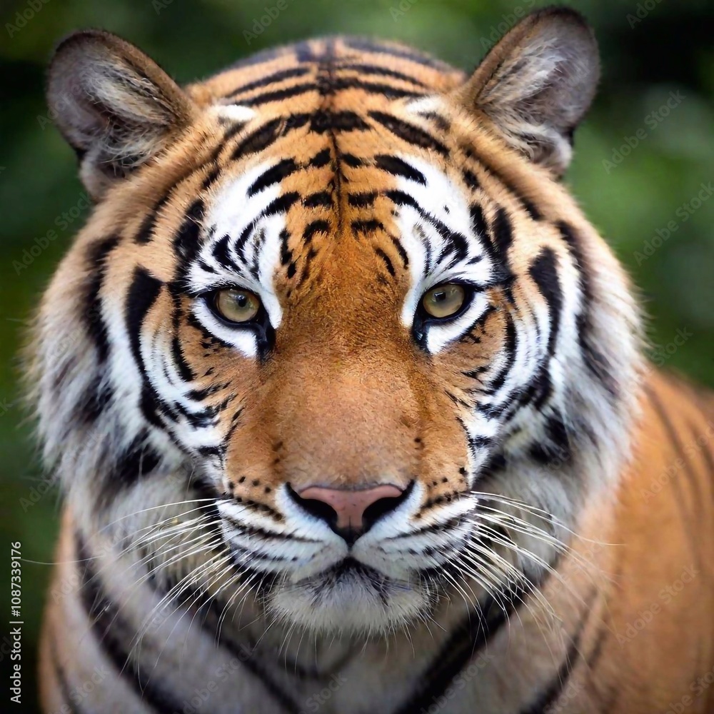 close-up of a tiger piercing amber eyes, with the sharp focus on the eyes while the fur around its face and background jungle blur softly into the distance close-up of a tiger piercing amber eyes, with the sharp focus on the eyes while the fur around its face and background jungle blur softly into the distance