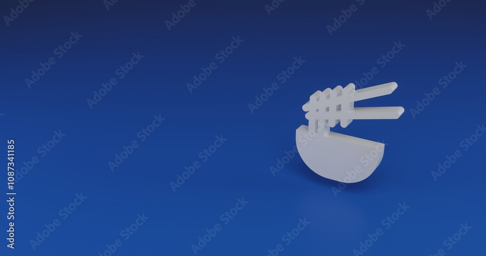 Isolated realistic white noodle symbol with shadow. Located on the right side of the scene. 3d illustration on transparent background Isolated realistic white noodle symbol with shadow. Located on the right side of the scene. 3d illustration on transparent background
