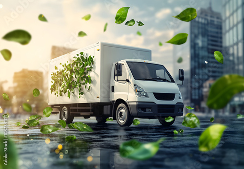 Green logistics and sustainable transportation industry utilizing electric vehicles and eco-friendly electric van