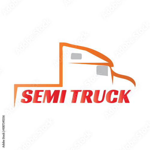 semi truck logo design template  photo