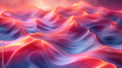 A colorful, abstract image of a wave with a pink and purple hue. The image is full of texture and he is a digital creation