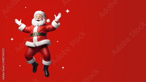 Merry Christmas background with an happy Santa Claus on a red Background