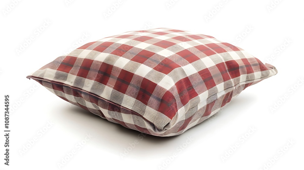 Naklejka premium A checkered cushion with a soft texture, ideal for comfort and decoration in living spaces.