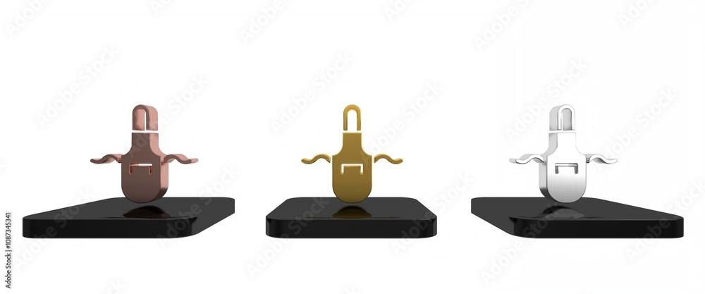 Colorful Kitchen apron icon isolated on white background. Chef uniform for cooking. Minimalism concept. 3D render illustration