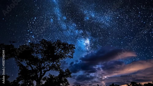 Wallpaper Mural Milky Way Galaxy Over Silhouetted Tree at Night Torontodigital.ca