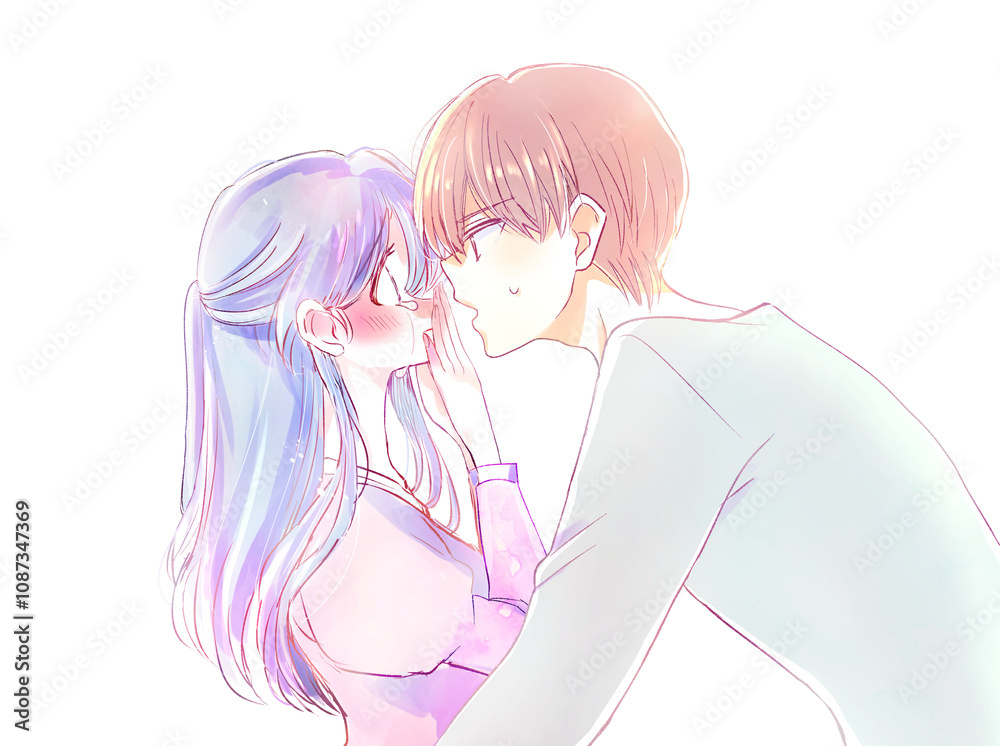 慰める男性と泣く女性