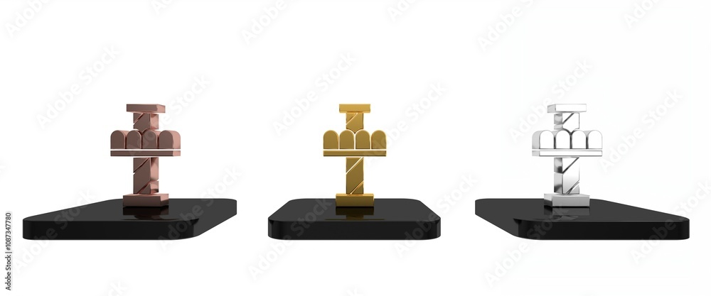 Colorful Attraction carousel icon isolated on white background. Amusement park. Childrens entertainment playground, recreation park. Minimalism concept. 3D render illustration Colorful Attraction carousel icon isolated on white background. Amusement park. Childrens entertainment playground, recreation park. Minimalism concept. 3D render illustration