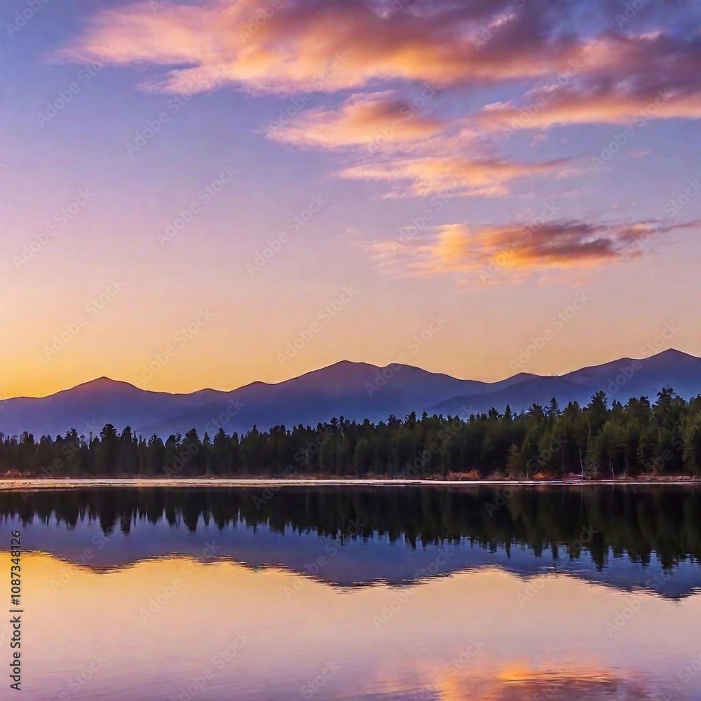 Fototapeta premium beautiful sunset over the lake