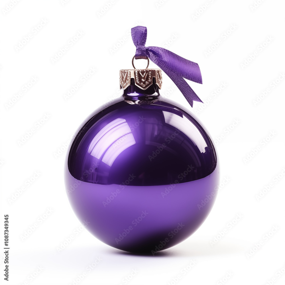 Purple christmas ornament on white background Purple christmas ornament on white background