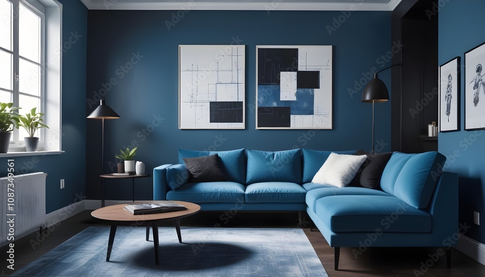 Illustration of the living room interior Illustration of the living room interior