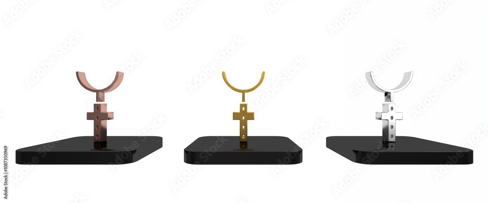 Colorful Christian cross on chain icon isolated on white background. Church cross. Minimalism concept. 3D render illustration Colorful Christian cross on chain icon isolated on white background. Church cross. Minimalism concept. 3D render illustration