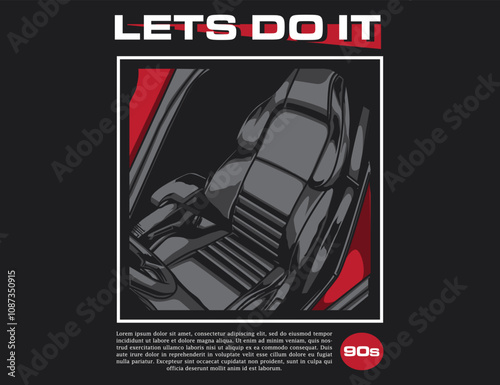 front seat car illustration vector for tees design graphic