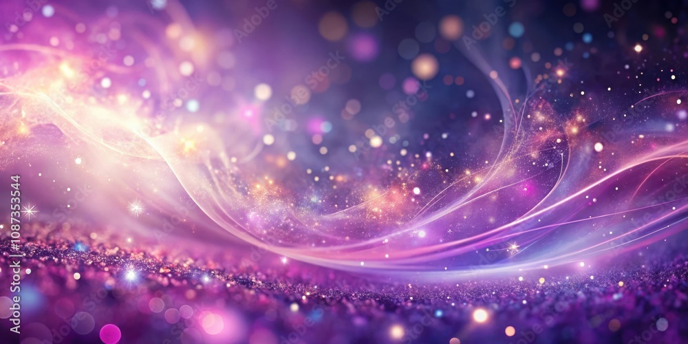 Abstract Purple and Gold Glitter Background with Swirling Lights and Bokeh Effects Abstract Purple and Gold Glitter Background with Swirling Lights and Bokeh Effects