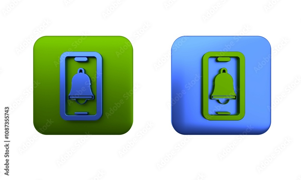 Colorful Emergency mobile phone call to hospital icon isolated on white background. Square button. 3D render illustration Colorful Emergency mobile phone call to hospital icon isolated on white background. Square button. 3D render illustration