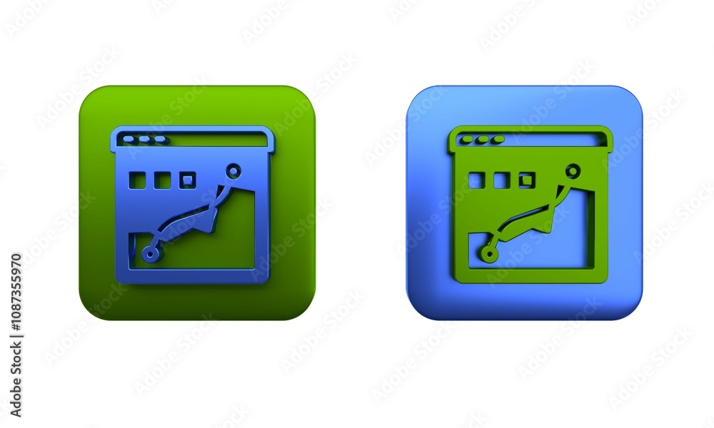 Colorful Histogram graph photography icon isolated on white background. Square button. 3D render illustration Colorful Histogram graph photography icon isolated on white background. Square button. 3D render illustration