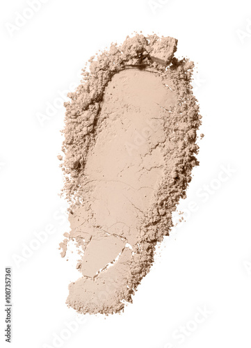 Set swatch texture of brown and beige loose powder for face makeup on an isolated white background. For light, medium and dark skinned women. Eye shadow or sculptor or bronzer