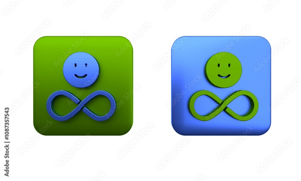 Fototapeta premium Colorful Friends forever icon isolated on white background. Everlasting friendship concept. Square button. 3D render illustration