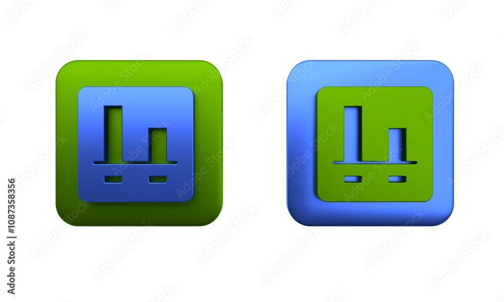 Colorful Graph, chart, diagram, infographic icon isolated on white background. Square button. 3D render illustration Colorful Graph, chart, diagram, infographic icon isolated on white background. Square button. 3D render illustration