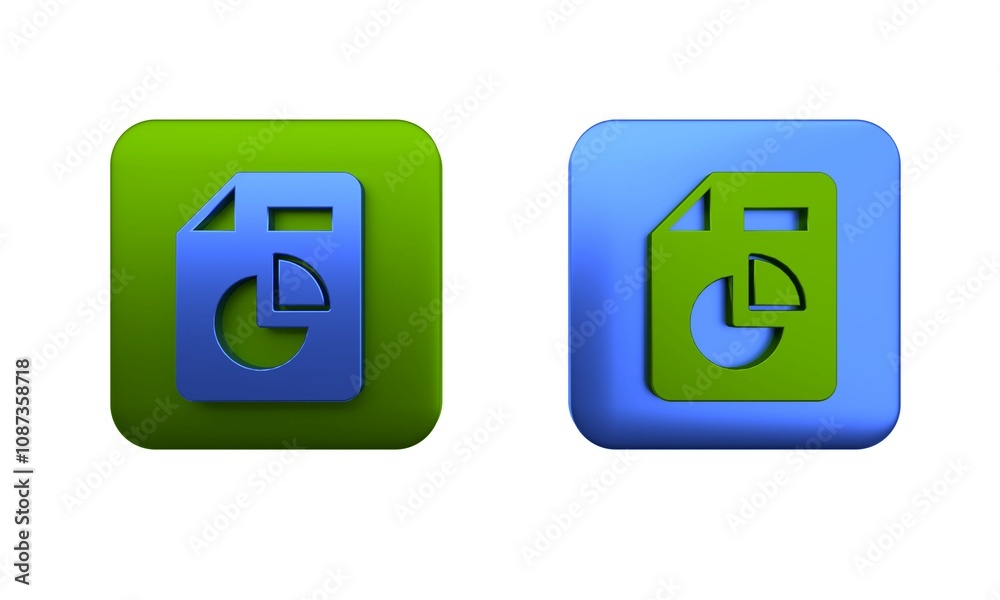 Colorful Document with graph chart icon isolated on white background. Report text file icon. Accounting sign. Audit, analysis, planning. Square button. 3D render illustration Colorful Document with graph chart icon isolated on white background. Report text file icon. Accounting sign. Audit, analysis, planning. Square button. 3D render illustration