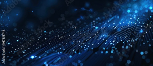 Abstract digital background with glowing lines and particles, representing technology and data.