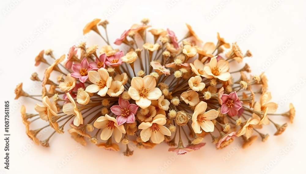 Dried Flower Arrangement Peach Pink Blossoms Floral Design Wedding Decor Dried Flower Arrangement Peach Pink Blossoms Floral Design Wedding Decor