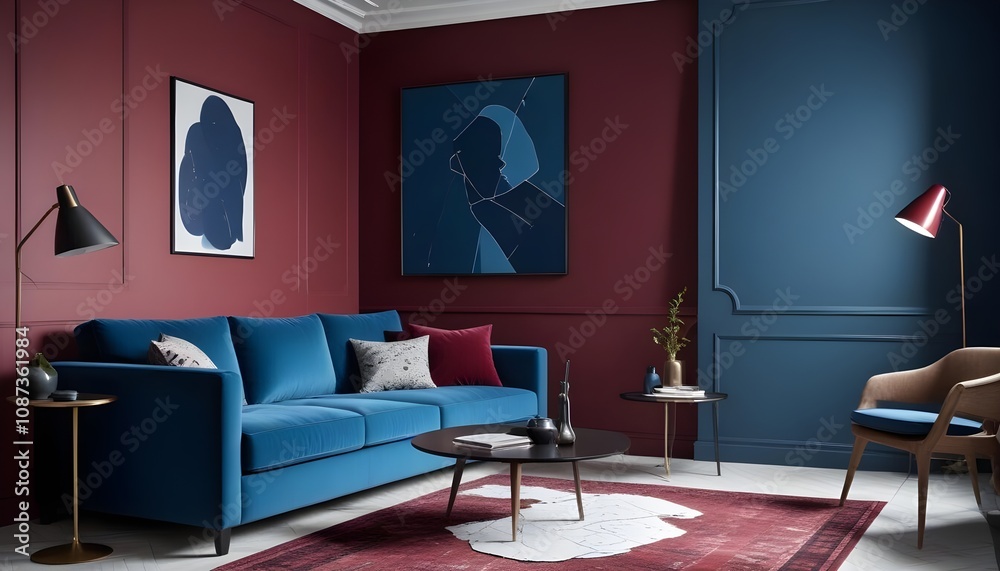 Illustration of the living room interior Illustration of the living room interior
