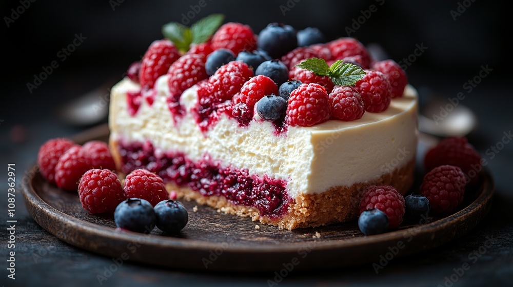 A Slice of Exquisite Berry Cheesecake: A Visual Symphony of Sweetness A Slice of Exquisite Berry Cheesecake: A Visual Symphony of Sweetness