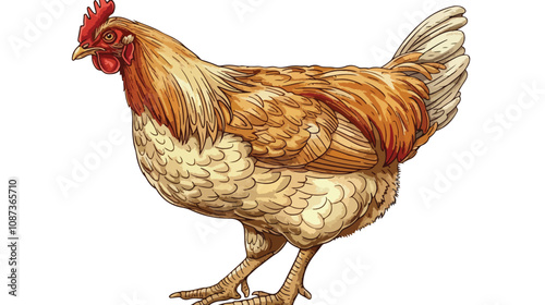 Hand-drawn Chicken Domestic Bird Vector Illustration