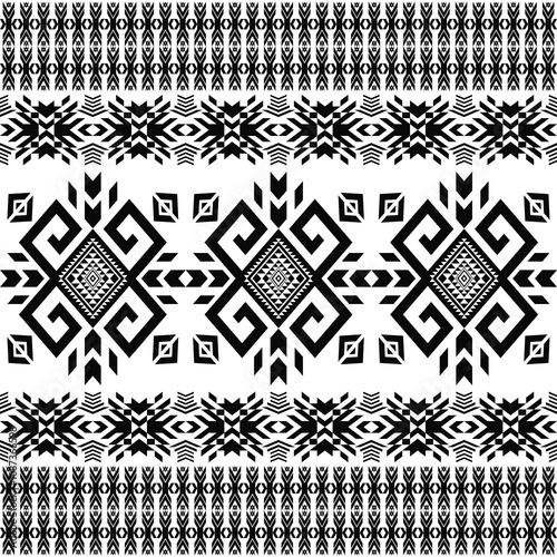 American seamless black white tribal ethnic native pattern.Traditional Navajo,Aztec,Apache,Southwest style fabric pattern.Abstract vector motif.For fabric,clothing,blanket,carpet,woven,wrap,decoration