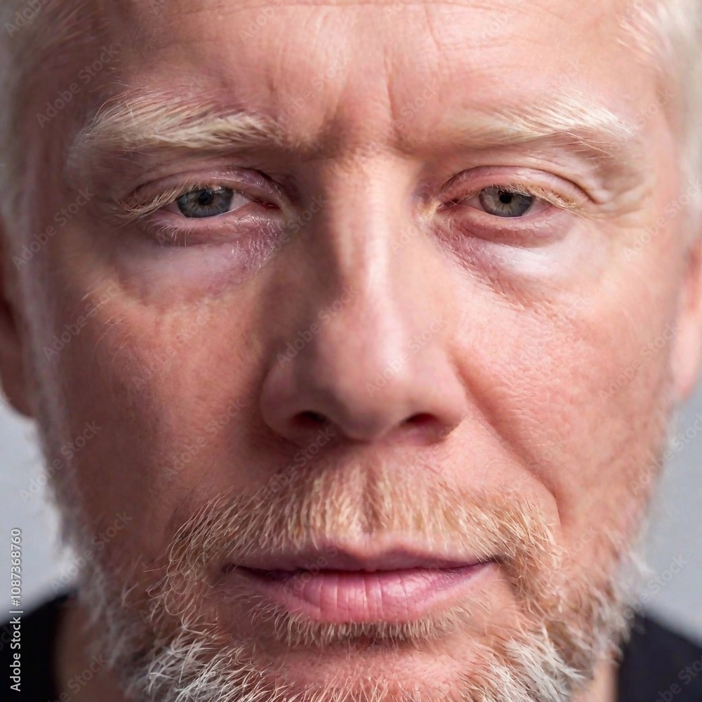 Studio close-up portrait. man face with Albinism Studio close-up portrait. man face with Albinism