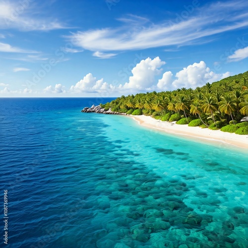 Tropical Island Chain Viewed from Above photo