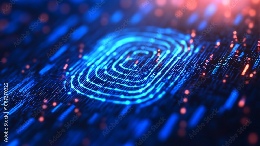 Digital fingerprint technology advancements cybersecurity data protection virtual environment close-up view innovation and security concepts