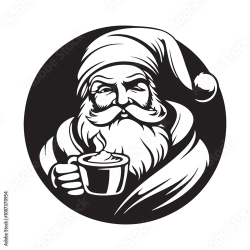 Santa Claus drinks coffee Vector Image isolated on white background