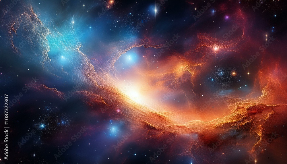 Fototapeta premium Nebula and galaxies in space. Abstract cosmos background