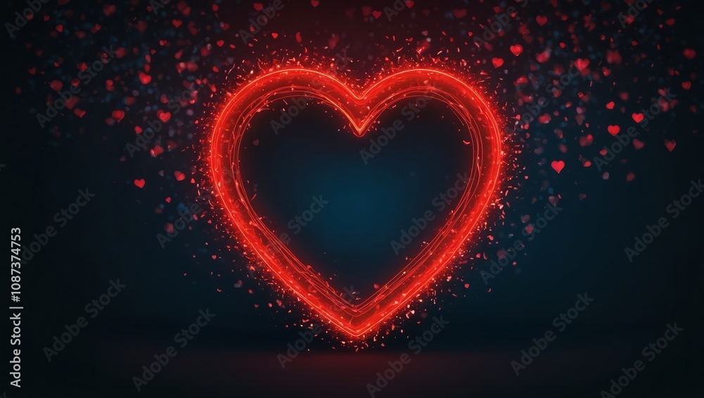 Neon red heart frame with text space Neon red heart frame with text space