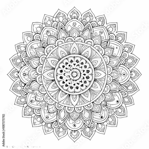 Vibrant Colorful Mandala Vector Art with Intricate Patterns on a White Background