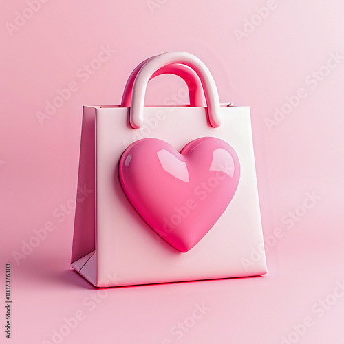 Pink Shopping Bag with Heart.