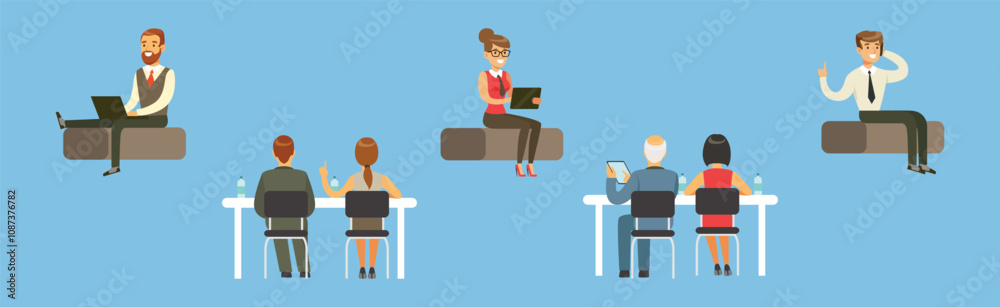 Business Man and Woman Character in Formal Suit Vector Set Business Man and Woman Character in Formal Suit Vector Set